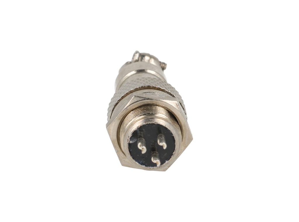 TP-GX12-3P — CONECTORES (PAR GX12 3 PIN MACHO/HEMBRAPARA PANEL Y EXTENSION 7A/125VCA, 12mm