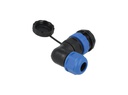 TP-SP20-AP2P — CONECTORES PANEL/ANGULO (PAR) 2PIN, IMPERMEABLES, IP68, 25A/250VCA, DIAMETRO DE BARRENO 20mm, PIN COBRE CHAPEADO EN DORADO/PLATEADO