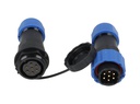 TP-SP20-S7P — CONECTORES EXTENSION/RECTO (PAR) 7PIN, IMPERMEABLES IP68, 10A/250VCA, DIAMETRO DE BARRENO 20mm, PIN COBRE CHAPEADO EN DORADO/PLATEADO