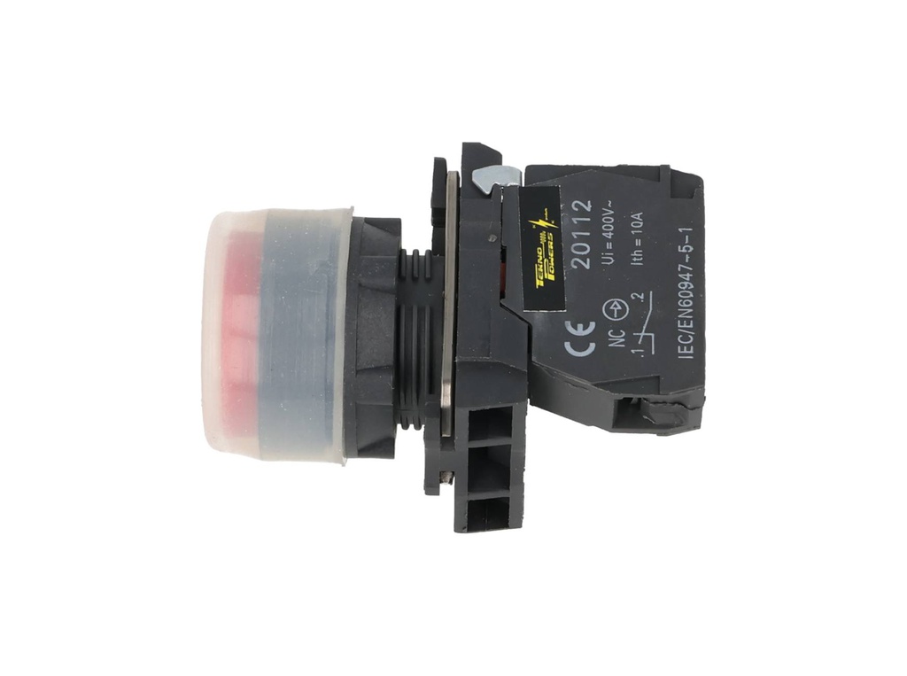 TP-XB5-HR — BOTON PULSADOR PLASTICO CON CAPUCHON, NC 22mm, ROJO *NO SON A PRUEBA DE EXPLOSION*