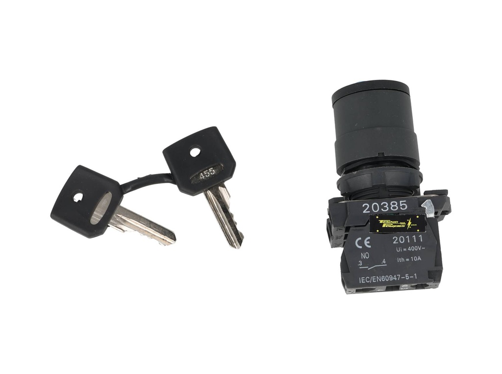 TP-XB5-2K — SELECTOR PLASTICO CON LLAVE 2POS.NA 22mm CA110/15A, CA220/6A *NO SONA PRUEBA DE EXPLOSION*