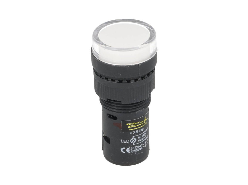 TP-LI16-W24 — LAMPARA PILOTO TIPO LED 24VDCON AC ø16mm, COLOR BLANCO *NO SON A PRUEBA DE EXPLOSION*