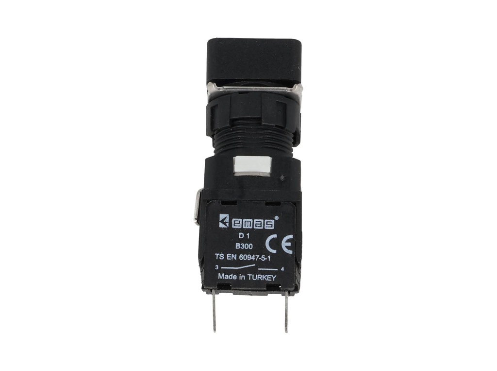 D100KDM — BOTON PULSADOR 16mm, NO ILUMINADO AZUL, RASANTE MOMENTANEO CUADRADO INCLUYE 1CON NA (MAXIMO 2 CONTACTOS) 