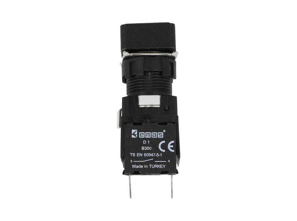 D100DDK — BOTON PULSADOR 16mm, NO ILUMINADO ROJO, RASANTE MOMENTANEO RECTANGULAR INCLUYE 1CON NA (MAXIMO 2 CONTACTOS) 