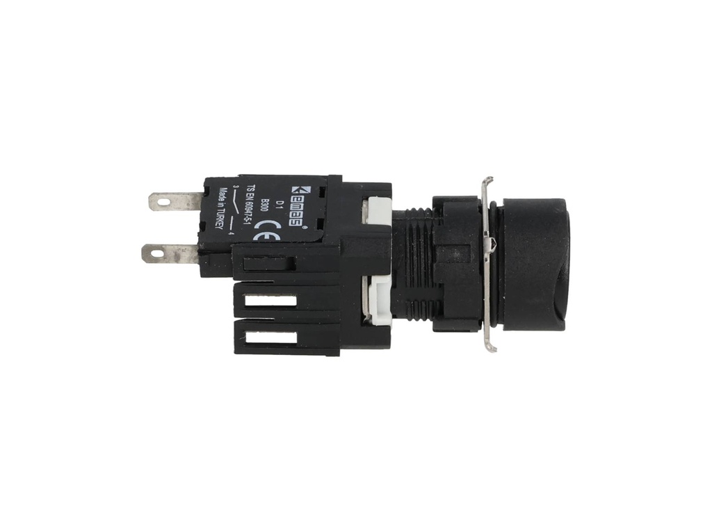 D100YDH — BOTON PULSADOR 16mm, NO ILUMINADO NEGRO, RASANTE MOMENTANEO RESTADO NDO, INCLUYE 1CON NA (MAXIMO 2 CONTACTOS) 