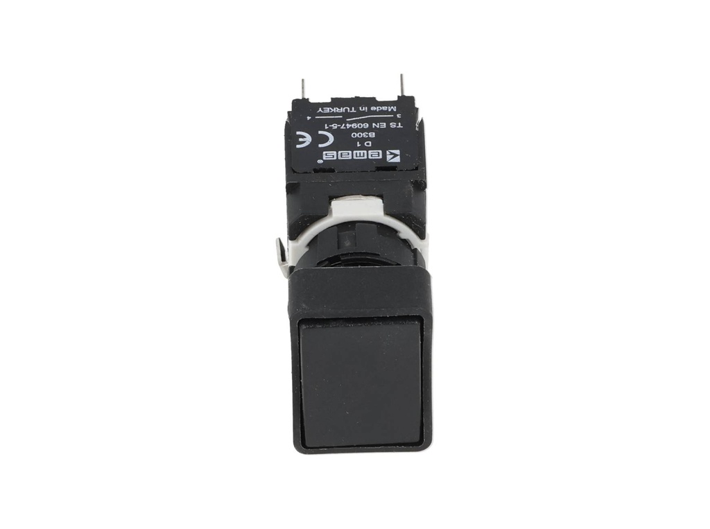 D100DDH — BOTON PULSADOR 16mm, NO ILUMINADO NEGRO RASANTE MOMENTANEO RECTANGULAR, INCLUYE 1CON NA (MAXIMO 2 CONTACTOS)