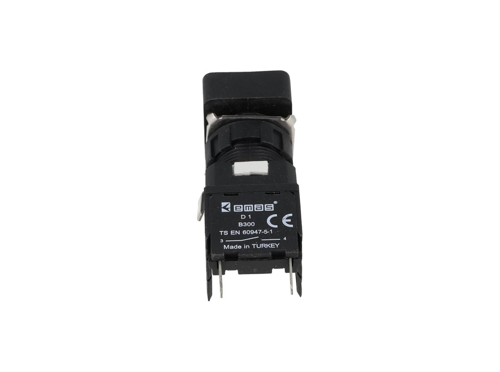D100DDB — BOTON PULSADOR 16mm, NO ILUMINADO BLANCORASANTE MOMENTANEO RECTANGULAR, INCLUYE 1CON NA (MAXIMO 2 CONTACTOS) 