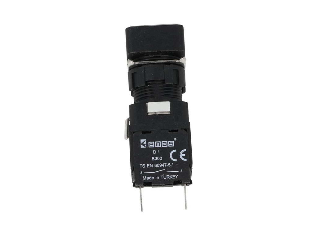 D100DDB — BOTON PULSADOR 16mm, NO ILUMINADO BLANCORASANTE MOMENTANEO RECTANGULAR, INCLUYE 1CON NA (MAXIMO 2 CONTACTOS) 