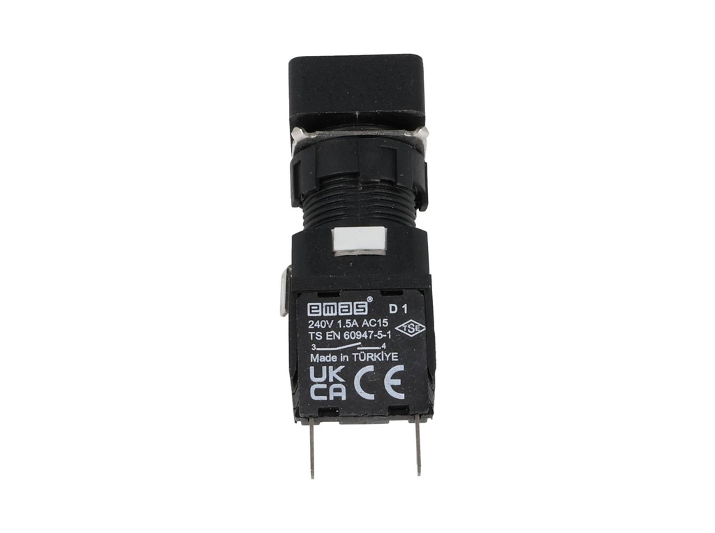 D100DDY — BOTON PULSADOR 16mm, NO ILUMINADO VERDE, RASANTE MOMENTANEO RECTANGULAR, INCLUYE 1CON NA (MAXIMO 2 CONTACTOS) 