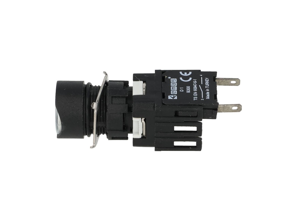 D100YDB — BOTON PULSADOR 16mm, NO ILUMINADO BLANCORASANTE MOMENTANEO RESTADO NDO, INCLUYE 1CON NA (MAXIMO 2 CONTACTOS) 
