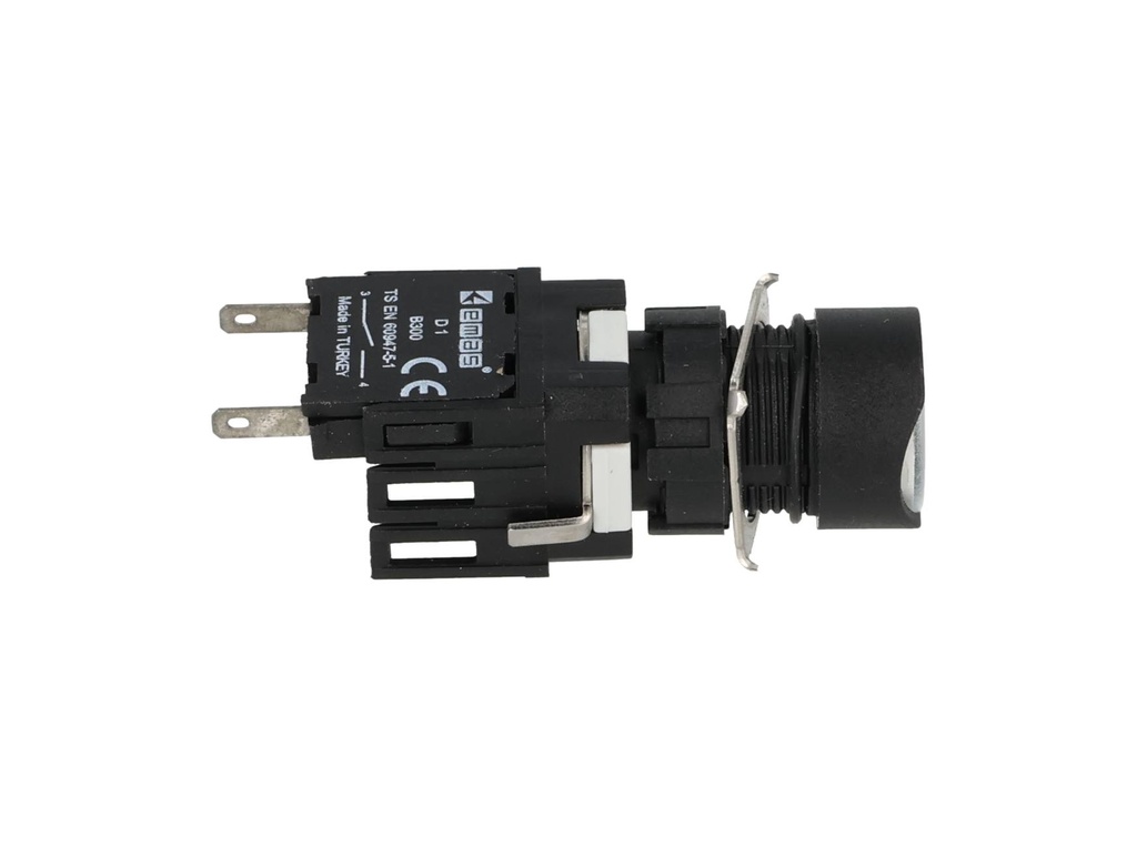D100YDB — BOTON PULSADOR 16mm, NO ILUMINADO BLANCORASANTE MOMENTANEO RESTADO NDO, INCLUYE 1CON NA (MAXIMO 2 CONTACTOS) 
