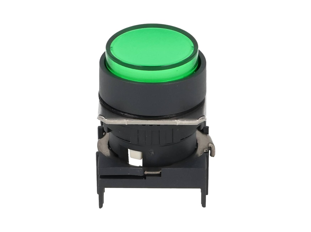 S16PR-E1G — BOTON PULSADOR 16mm, NO ILUMINADO VERDE, REDONDO SIN CONTACTO INCLUIDO 