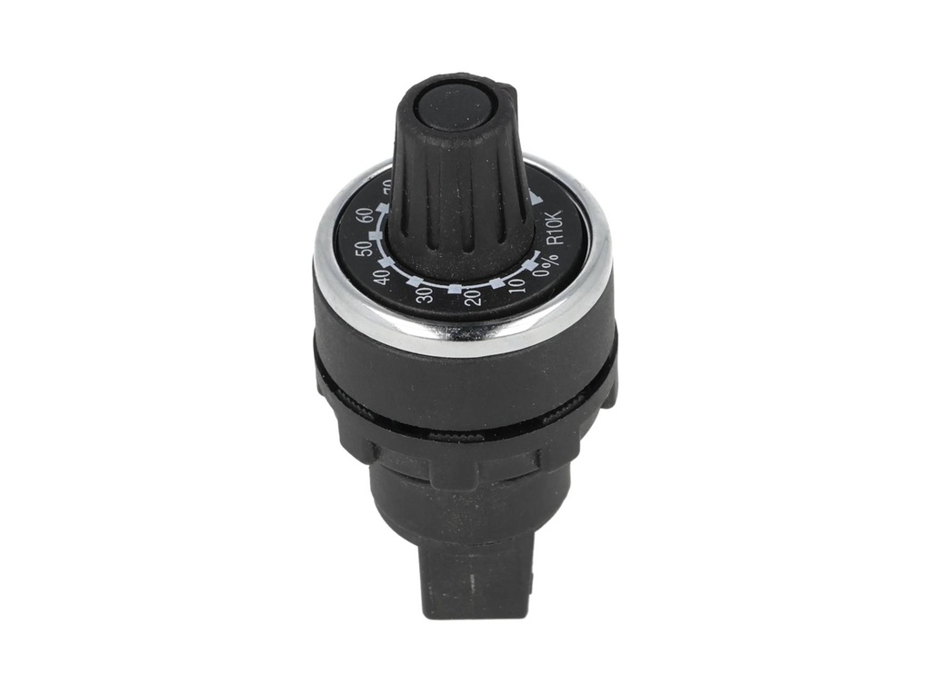 BPR10K — POTENCIOMETRO 22mm 10K OHMS 1.5WATTS CON PERILLA GRADUADA, TOLERANCIA 10%, RESISTENCIA DE AISLAMIENTO MIN 10M OHMS (500 VCD) 12.20MA