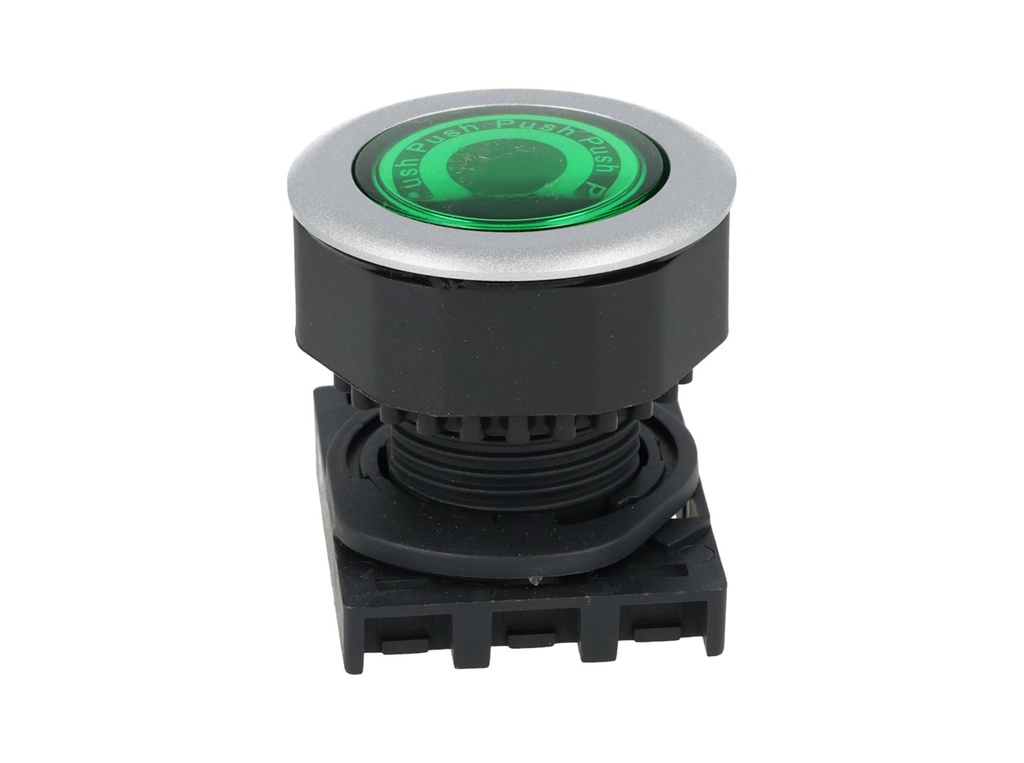 S3PF-P3G — BOTON PULSADOR RASANTE LED VERDE 30MM