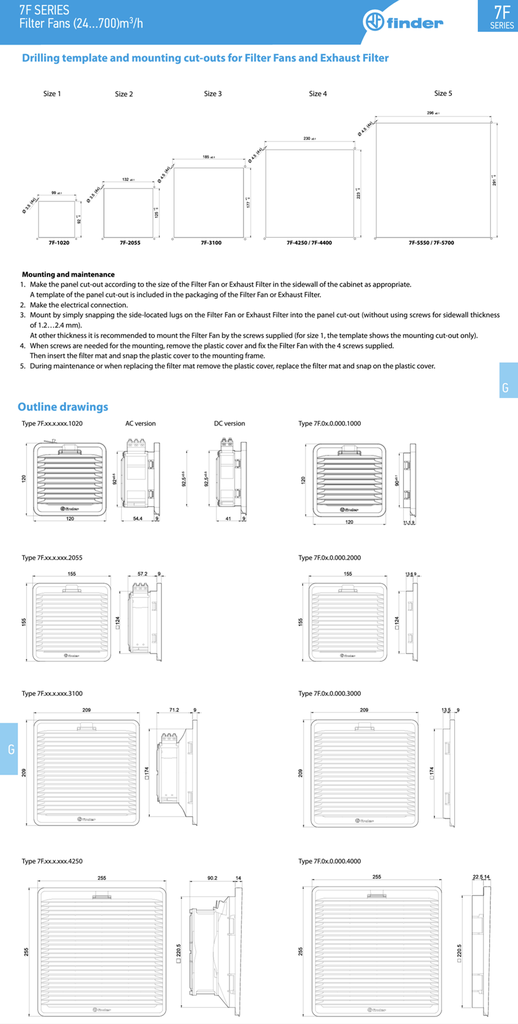 7F0200004000 — Filtro Para Ventiladores 4230 Y 4370 Finder
