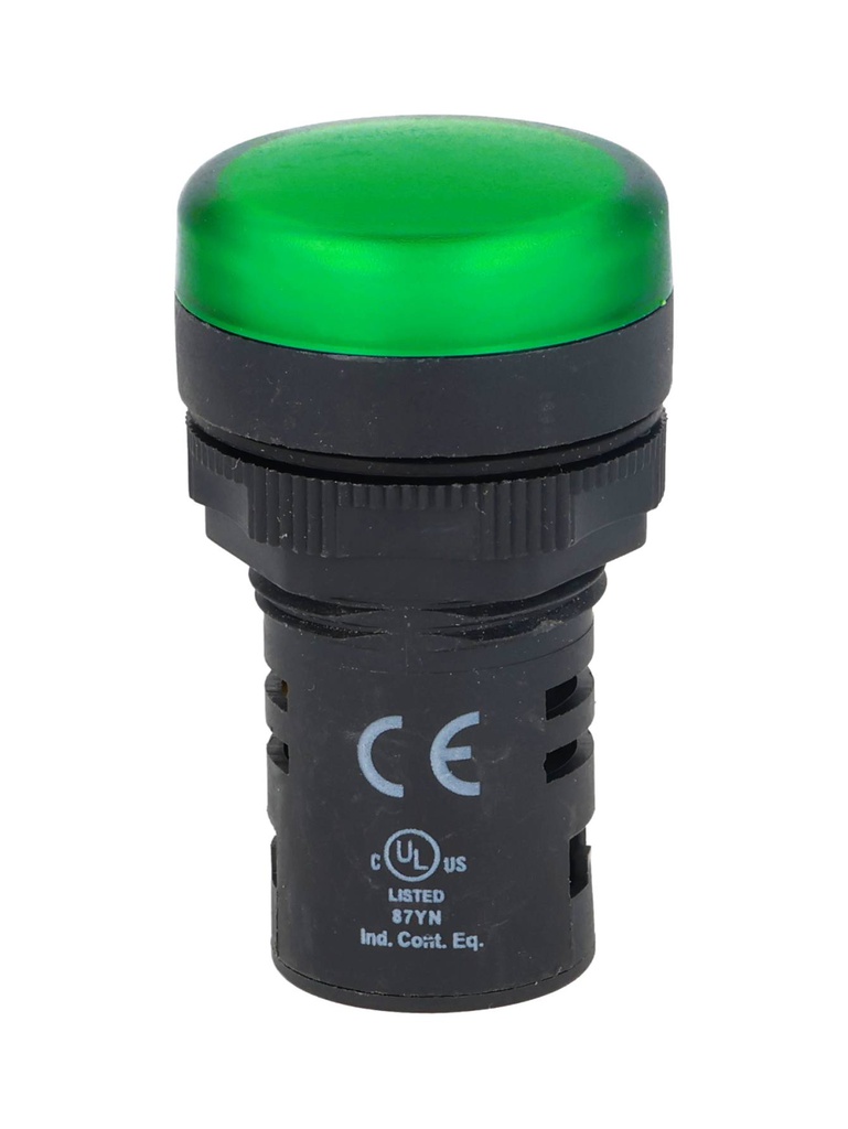 NP16-22DSG — LAMPARA PILOTO TIPO LED UL 220VAC, ø22mmCOLOR VERDE *NO SON A PRUEBA DE EXPLOSION*