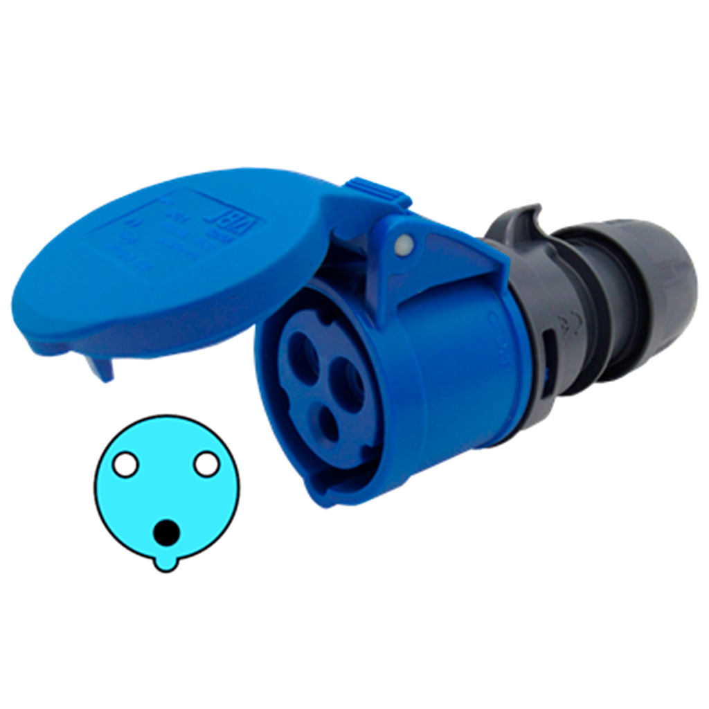 K32S20 — TOMA TIPO GLANDULA 32AMP 220-250V 2P+T, PROTECCION IP44
