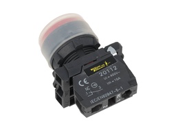[TP-XB5-HR] TP-XB5-HR — BOTON PULSADOR PLASTICO CON CAPUCHON, NC 22mm, ROJO *NO SON A PRUEBA DE EXPLOSION*
